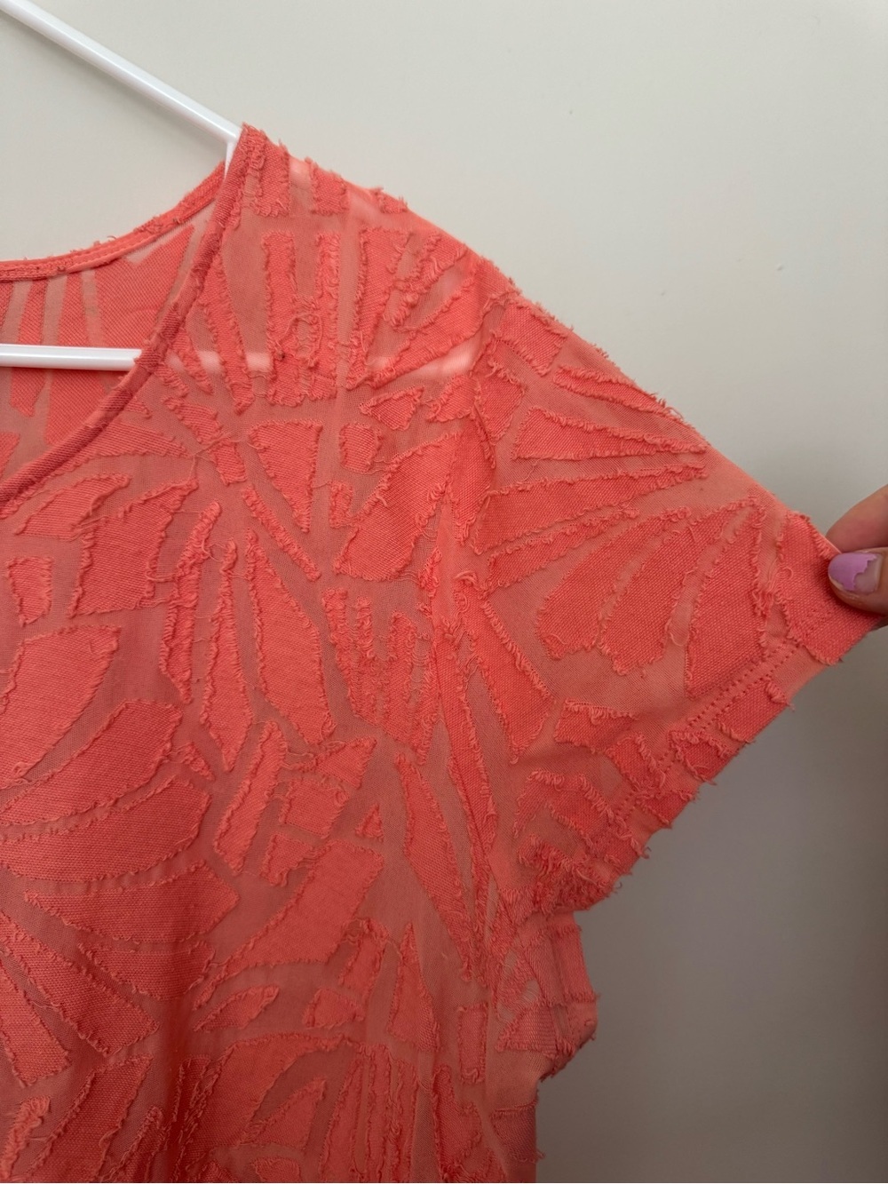 CHICOS Burnout Top Peach L - Picture 3 of 9